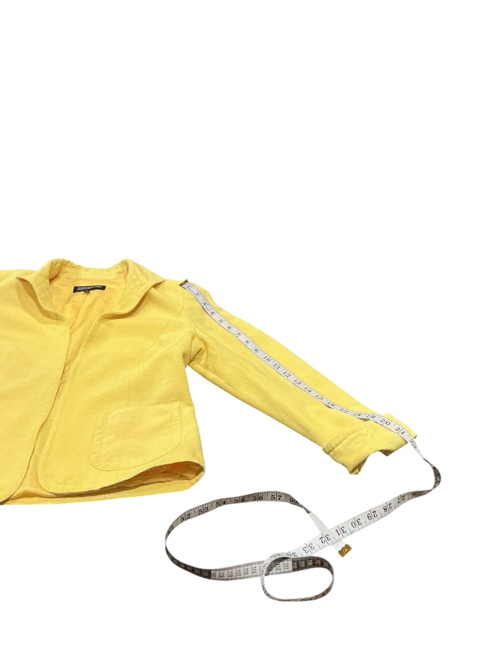 Jones New York Silk Blazer Yellow Size 8 Cropped Lightweight Jacket - Picture 4 of 8